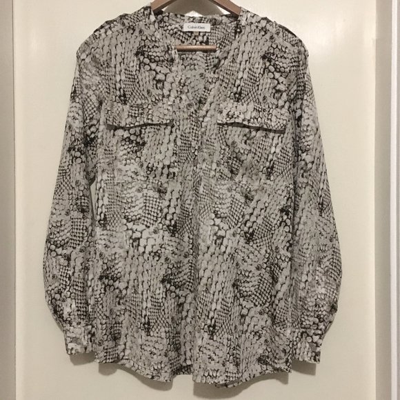Calvin Klein Reptilian Print Button Down Shirt - Picture 1 of 16